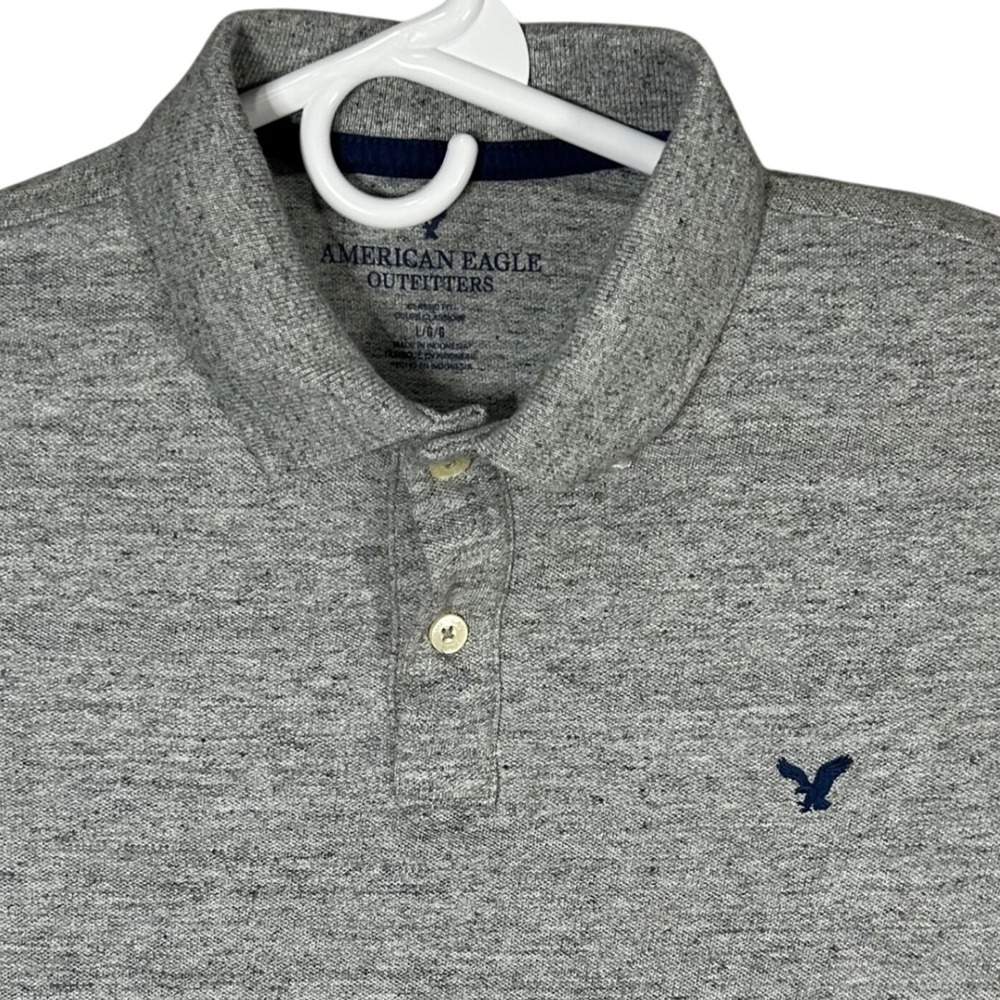 American Eagle Outfitters Men's Large Gray Short Sleeve Classic‎ Fit Polo Shirt
